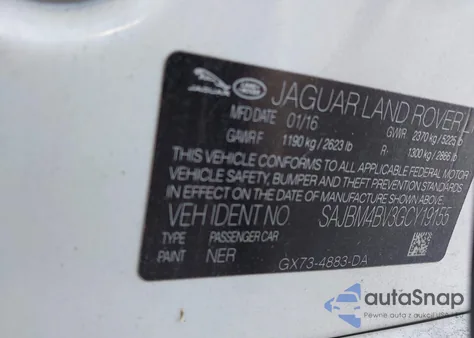 2016 Jaguar Xf S from USA, damaged, VIN SAJBM4BV3GCY19155